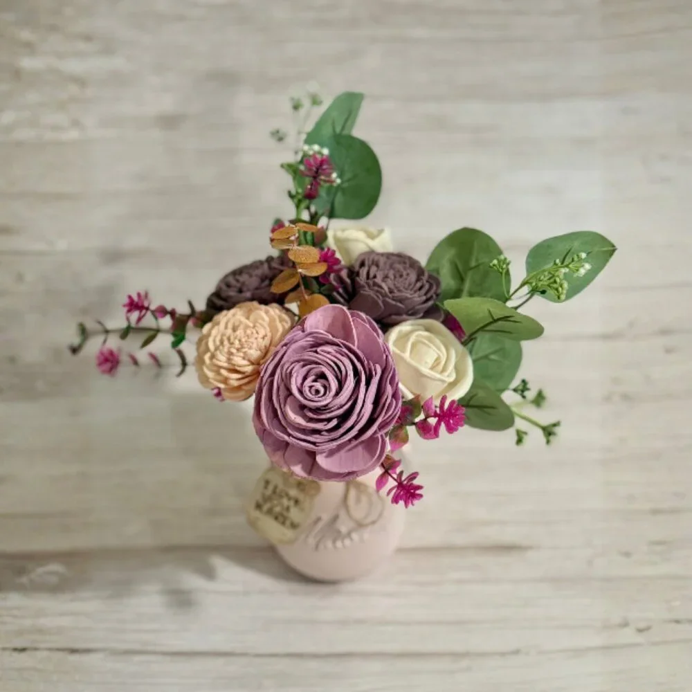 Sola Wood Floral Arrangement in Hand-Painted Personalized Mason Jar